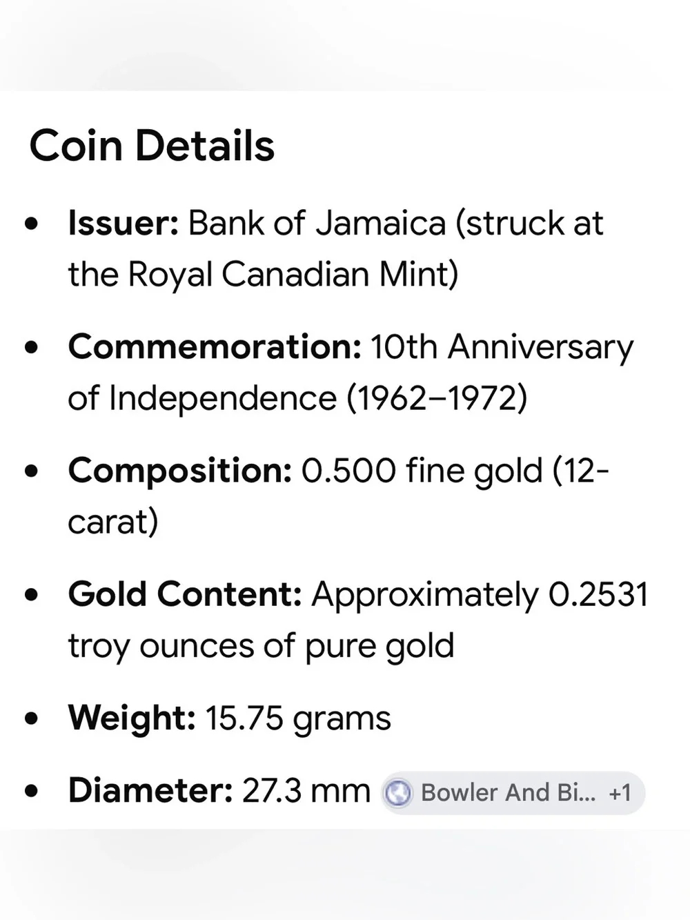 Jamaica 1972 $20 Gold Proof Edition Collectible Display - Black